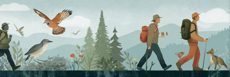 Learn essential safety tips for enjoying summer hikes in parks, focusing on wildlife encounters and responsible outdoor practices to ensure a safe adventure.の素材