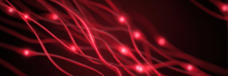 Red tentacles representing phishing threats wrap around a social media feed, creating an unsettling visual effect with upper zone light highlighting the danger.の素材