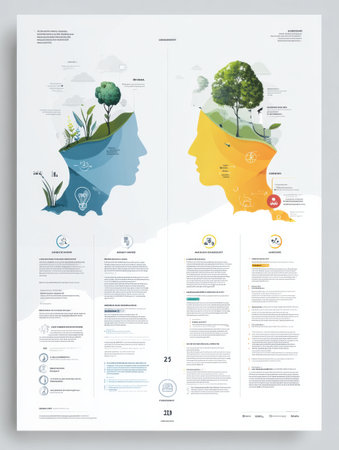 This infographic presents a side-by-side comparison of fixed and growth mindsets, featuring icons and brief descriptions for clarity and insight.の素材