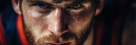 Intense and determined player fixes a sharp gaze while preparing for a critical shot in a high-stakes basketball game held indoorsの素材