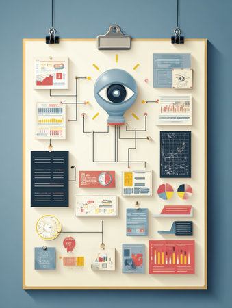 This infographic presents essential steps and visual elements for creating a vision board aimed at self-improvement and personal growth.の素材
