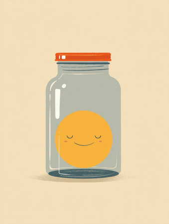 Create a happiness jar at home by collecting joyful moments and positive experiences to reflect on for enhancing well-being and happiness.の素材