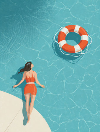 Understanding water safety tips is crucial for outdoor swimming. Learn essential guidelines while enjoying a sunny day by the pool with friends.の素材