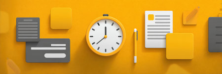 This infographic presents time management strategies for students, featuring clear priority blocks and a clock to enhance focus and efficiency.の素材