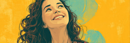 This colorful infographic depicts the uplifting effects of smiling on physical health and mental clarity, emphasizing positivity and joy.の素材