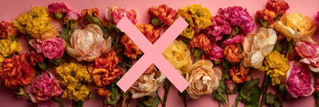 Colorful flowers flourish against a backdrop of a crossed-out hate comment, symbolizing the transformation of negativity into beauty and hope.の素材