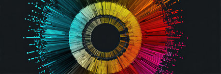 Colorful radial chart offers dynamic data visualization, easy customization, and interactive analytics for modern presentations.の素材