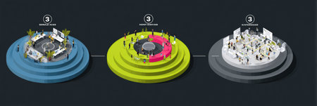 Visual representation illustrating three layers of defense including software solutions, user habits, and heightened awareness for optimal security.の素材