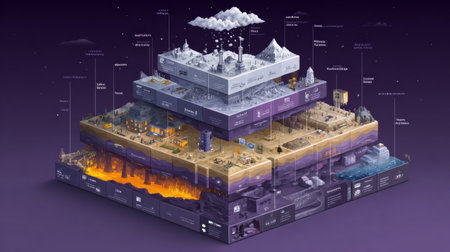 This graphic illustrates three tiers of cybersecurity defense, showcasing software, user habits, and awareness strategies to enhance protection.の素材