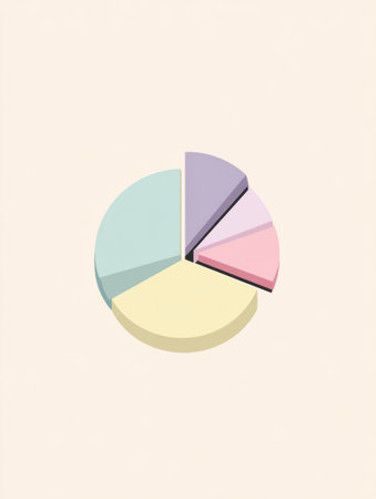 A simple pie chart displayed in soft pastel hues aids in budget planning, illustrating different financial allocations for better resource management.の素材