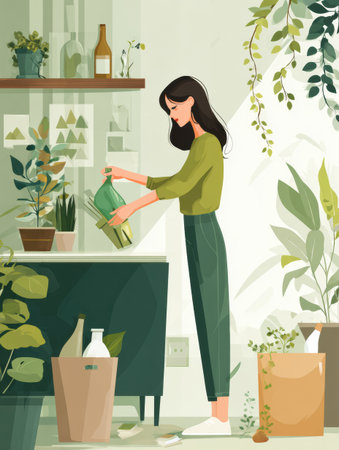 Helpful guide provides five actionable tips for eco-friendly living in April, focusing on sustainable practices and encouraging a greener lifestyle.の素材