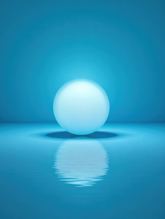 A serene glowing orb floats effortlessly, representing a calm and peaceful mind, set against a soft gradient background that enhances tranquility and focus.の素材