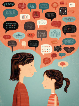 Explaining autism to children can be enhanced with visual guides that illustrate traits, challenges, and supportive conversations to promote understanding.の素材