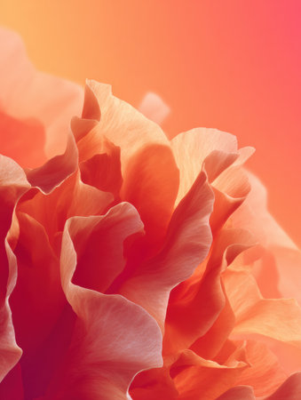 Soft peach petals create a layered visual experience, showcasing sharp edges against a gentle gradient background, inviting appreciation of natures beauty.の素材
