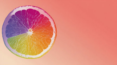 Abstract fruit silhouette displays a lively gradient of colors, providing a unique backdrop for creative projects and text elements, ideal for design use.の素材