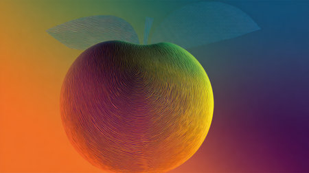 Unique abstract fruit silhouette featuring a stunning gradient of colors, designed to complement text at the upper section, suitable for various projects.の素材