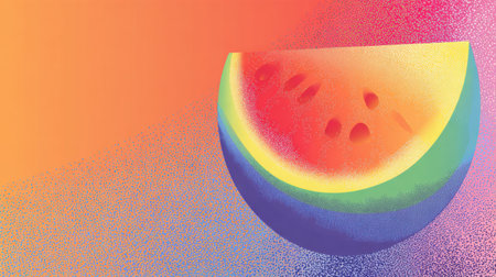 An abstract representation of fruit showcases a silhouette filled with gradient colors, creating a lively backdrop perfect for creative text integration.の素材
