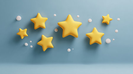 Stars representing customer reviews form a dynamic feedback loop, showcasing vibrant colors against a minimal background for visual clarity and impact.の素材