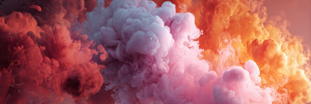 A mesmerizing floating cloud composed of fruit-infused vapor swirls in vibrant colors, showing an ethereal aesthetic that captivates the senses.の素材
