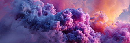 A mesmerizing cloud of fruit-infused vapor floats in the air, creating a surreal aesthetic with vibrant colors as the sunset paints the sky.の素材