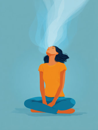 This infographic showcases various stress relief breathing techniques, emphasizing relaxation, mindfulness, and emotional well-being.の素材