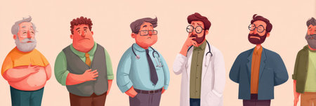 This infographic presents a checklist of mens health symptoms, emphasizing the importance of awareness and proactive measures for better health.の素材