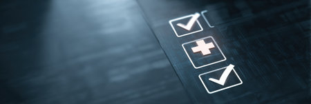 Stylish safety checklist presents a neat icon grid for easy tracking of tasks with sufficient copy space for additional notes and observations.の素材