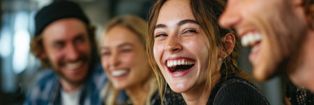 Colleagues enjoy laughter and moments at a team-building exercise, building camaraderie in a lively office atmosphere.の素材