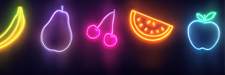 Bright neon fruit shapesの素材