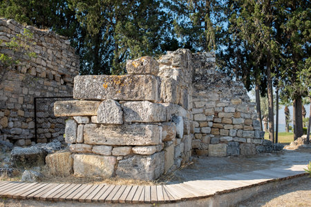 Discover the ancient ruins of Pamukkale featuring impressive stone structures amidst vibrant...