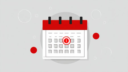 A minimalist calendar features a countdown to finals marked in red, serving as a visual reminder for students to prepare efficiently for exams ahead.の素材