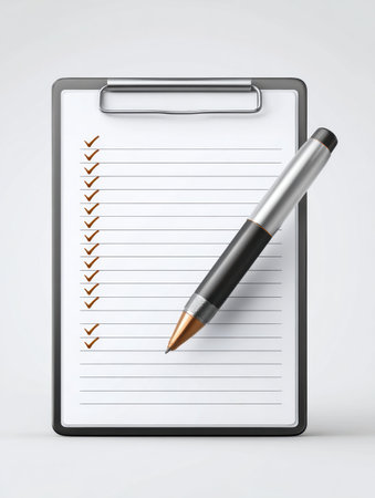 A digital notepad shows marked study tasks while a stylus is poised just above, highlighting a productive study session in a tidy setting.の素材