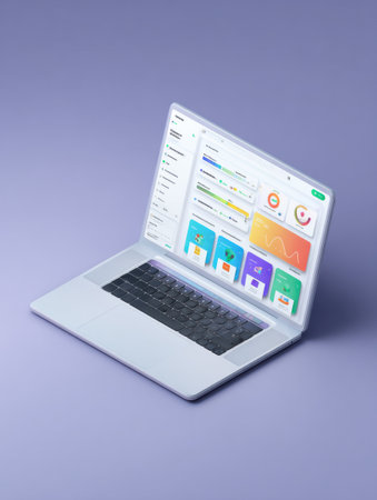 A modern online classroom dashboard is presented on a laptop screen, featuring a clean user interface designed for easy navigation and interaction.の素材