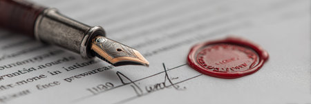 Investigation into document falsification shows duplicate signature and seal on the open left side highlighting fraudulent activity from January 2023の素材