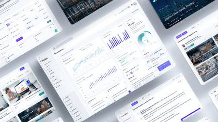 Interactive tech interface displays a responsive classroom feedback system, showcasing data visualizations and an intuitive design for educators.の素材
