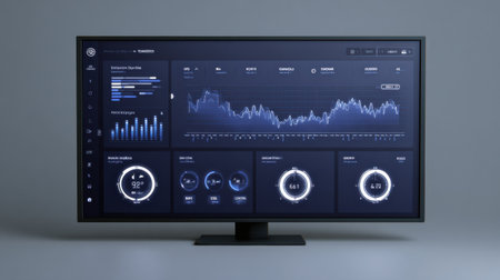 Interactive dashboard displays key metrics for beer brewing, including temperature, fermentation progress, and brewing efficiency for effective management.の素材