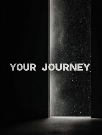 A doorway reveals a captivating starry sky, softly illuminated, encouraging contemplation about your journey and the vast possibilities ahead.の素材