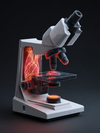 Digital microscope displays complex organism structure in an impressive three-dimensional format, highlighting advanced technology and scientific exploration.の素材