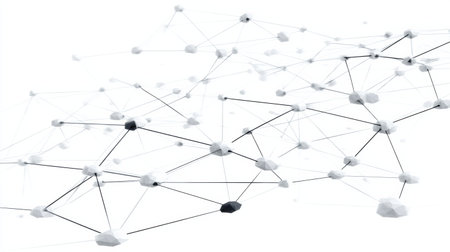 Visual representation of a complex neural network design featuring numerous interconnected nodes and connections, leaving space above for potential details.の素材