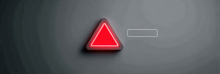 Warning alert displays outdated antivirus software notification with prominent red triangle indicator and an empty section for additional details.の素材