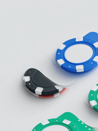 Colorful poker chip icons arranged in a modern layout showcase sleek design aesthetics, providing a clean interface for user engagement in gaming applications.の素材