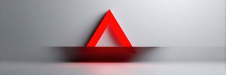 A striking red alert triangle prominently sits above a clean and minimalistic browser tab, indicating a warning or security issue needing attention.の素材