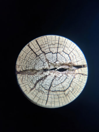 Growth rings in a brain cross-section display detailed patterns and textures, showing the complexity of neural development and aging processesの素材
