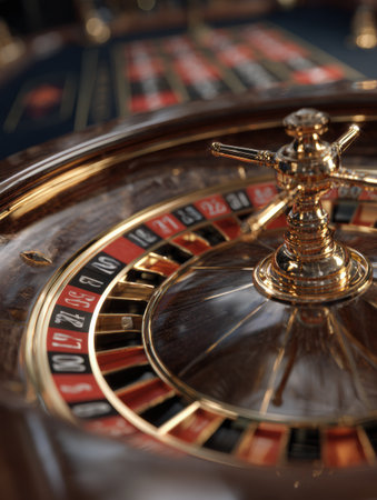 A crowd celebrates as the roulette wheel spins to reveal a winning number, creating an atmosphere of excitement and anticipation in the casino.の素材