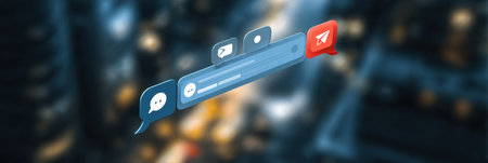 A phishing link is visible in a blurred chat format within a group discussion, highlighting online security risks and potential threats.の素材