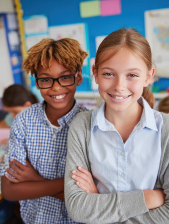 Students of all ages mentor each other, sharing experiences and building friendships while celebrating diverse cultural backgrounds in class.の素材