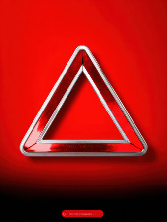 A striking red alert triangle appears above a clean browser tab background, indicating a critical warning about possible online threats or security concerns.の素材