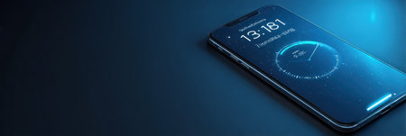 Smartphone showcases a study timer app displaying the elapsed time, designed to enhance focus and productivity in a visually appealing way.の素材