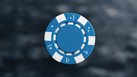 Modern UI mockup features a minimal poker chip design, emphasizing a blue and white color scheme with a clean bottom section for text or graphics.の素材