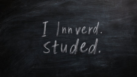 A chalkboard showcases a quote focused on student determination and learning, set in a classroom with minimal background distractions.の素材